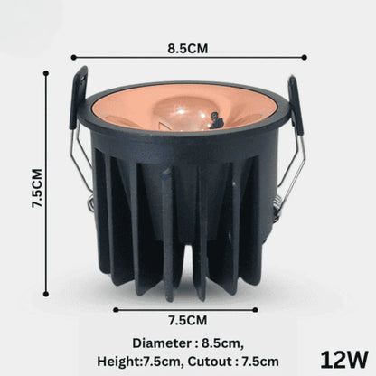 12W LED COB Spot Light | Black Body with Shining Rose Gold Reflector | Cool White Recessed POP Ceiling Light Pack of 1