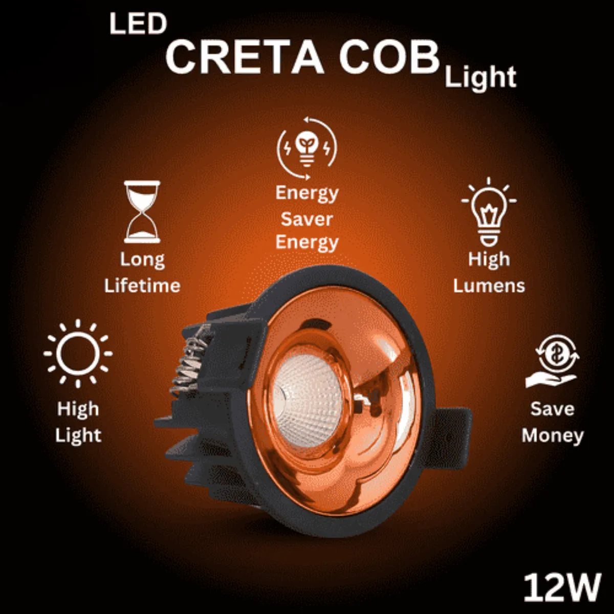 18W LED COB Spot Light | Black Body with Shining Rose Gold Reflector | Cool White Recessed POP Ceiling Light Pack of 1 (Copy)