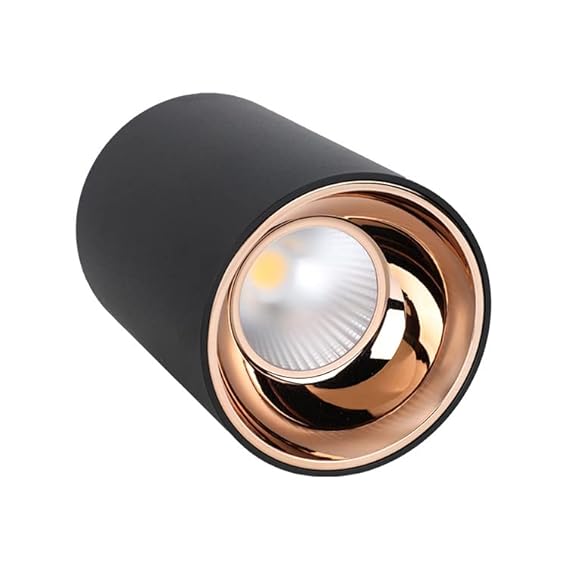 3 Watts Black Body LED Round Surface Panel Cylinder Light Cylindrical Shape Indoor Ceiling Mounted Spot Down Light Aluminium Body (9Cm Height) (Warm White) (Pack of 1)